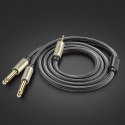 Kabel przewód rozdzielacz audio mini jack 3.5 mm - 2x jack 6.35mm 1m szary