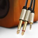 Kabel przewód rozdzielacz audio mini jack 3.5 mm - 2x jack 6.35mm 1m szary