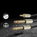 Kabel przewód rozdzielacz audio mini jack 3.5 mm - 2x jack 6.35mm 1m szary