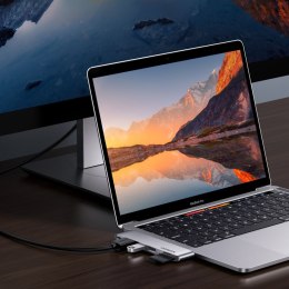 Rozdzielacz portów HUB MacBook Air Pro 2x USB-C HDMI 2x USB 3.0 SD TF PD szary