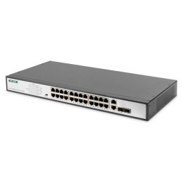 Digitus | Przełącznik Fast Ethernet PoE 24-portowy PoE + 2 Combo, 370W PoE | DN-95343 | Niezarządzany | Desktop | Ilość portów 1