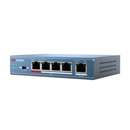 Hikvision | Switch | DS-3E0105P-E | Bezobsługowy | Stacjonarny | 4 porty 10/100 Mbps (RJ-45) | 1 port 1 Gbps (RJ-45) | 4 porty P