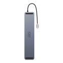 12w1 HUB podstawka pod notebooka USB-C USB-A DP HDMI SD TF RJ45 3.5mm jack PD 100W szary