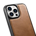 Etui pokryte naturalną skórą do iPhone 14 Pro Leather Oil Wax jasny brąz