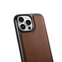 Etui pokryte naturalną skórą do iPhone 14 Pro Max Leather Oil Wax ciemny brąz