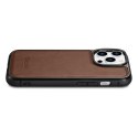 Etui pokryte naturalną skórą do iPhone 14 Pro Max Leather Oil Wax ciemny brąz