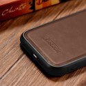 Etui pokryte naturalną skórą do iPhone 14 Pro Max Leather Oil Wax ciemny brąz