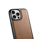 Etui pokryte naturalną skórą do iPhone 14 Pro Max Leather Oil Wax jasny brąz