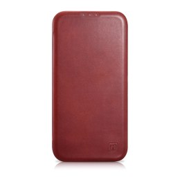 Skórzane etui iPhone 14 Plus z klapką magnetyczne MagSafe CE Oil Wax Premium Leather bordowy