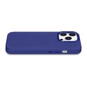 Skórzane etui iPhone 14 Pro Max magnetyczne z MagSafe Litchi Premium Leather Case granatowy