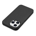 Skórzane etui iPhone 14 Pro magnetyczne z MagSafe Litchi Premium Leather Case czarny