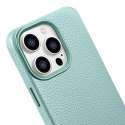 Skórzane etui iPhone 14 Pro magnetyczne z MagSafe Litchi Premium Leather Case zielony