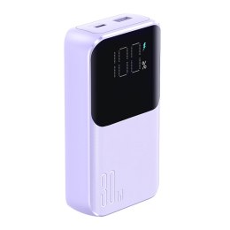 Powerbank 30W 10000mAh z wbudowanymi kablami iPhone Lightning i USB-C fioletowy