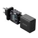 Szybka ładowarka sieciowa 40W 2x USB-C QC PD czarna