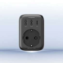 2w1 Ładowarka sieciowa adapter EU AC 13A 2x USB USB-C 30W wtyczka angielska UK czarna