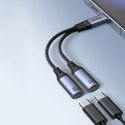 2w1 Adapter przejściówka ładowarka + słuchawki USB-C do 2x USB-C czarny