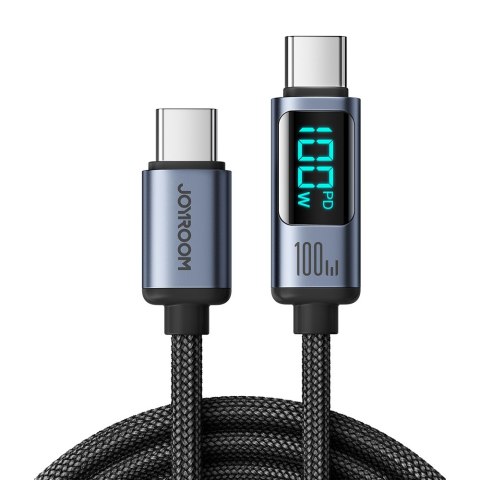 Kabel przewód USB-C z wyświetlaczem LED 100W 1.2m czarny