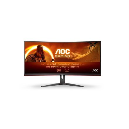 Monitor AOC CU34G2XE/BK | 34 cala | VA | 3440 x 1440 pikseli | 21:9 | 1 ms | 300 cd/m² | 1 port HDMI | 144 Hz