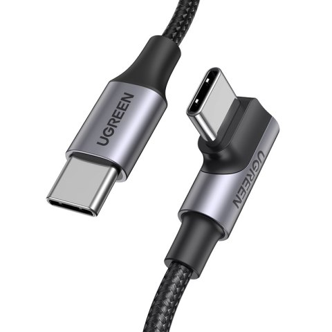 Kabel przewód kątowy USB-C w oplocie 480Mb/s 2m czarno szary