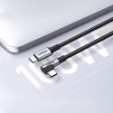 Kabel przewód kątowy USB-C w oplocie 480Mb/s 2m czarno szary