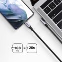 Kabel przewód kątowy USB-C w oplocie 480Mb/s 2m czarno szary