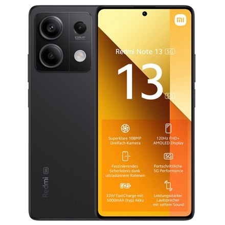 Xiaomi Redmi Note 13 w kolorze Grafitowy, Dual SIM 6.67 cali, AMOLED 1080x2400, 2.4GHz & 2.0GHz, 128GB, 6GB RAM, Android 13, 5G.