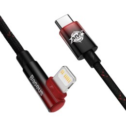 Kabel przewód kątowy MVP 2 z bocznym wtykiem USB-C / iPhone Lightning 2m - czerwony