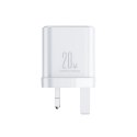 Ładowarka sieciowa wtyczka angielska UK FlashSeries USB-A USB-C 20W biała