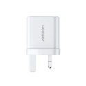 Ładowarka sieciowa wtyczka angielska UK FlashSeries USB-A USB-C 20W biała