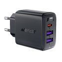 Ładowarka sieciowa PD 35W GaN z 3 portami 2x USB-A + USB-C czarna