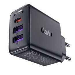 Ładowarka sieciowa PD 35W GaN z 3 portami 2x USB-A + USB-C czarna