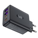 Ładowarka sieciowa PD 45W GaN z 4 portami 2x USB-C + 2x USB-A czarna