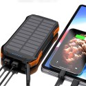 Powerbank solarny 10000mAh z ładowarką indukcyjną Qi 5W pomarańczowy