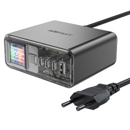 Stacja zasilania ładowarka PD 218W GaN z 4 portami 3x USB-C + USB-A szary