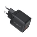 Mała mocna ładowarka sieciowa GaN USB-A USB-C PD 35W z wyświetlaczem czarna