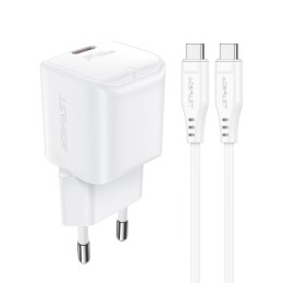 Mini Ładowarka sieciowa PD 20W GaN + kabel USB-C biała