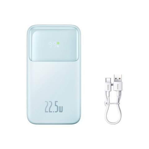 Powerbank z wyświetlaczem 10000mAh 22.5W Comet Series + kabel USB-A - USB-C 0.3m niebieski