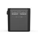 Uniwersalna ładowarka podróżna 2x USB-C 2x USB-A PD 45W wtyczki USA EU UK AU czarna