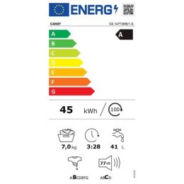 Candy Pralka CS 147TXME/1-S, Klasa energetyczna A, Przednie ładowanie, Pojemność prania 7 kg, 1400 RPM, Głębokość 49 cm, Szeroko