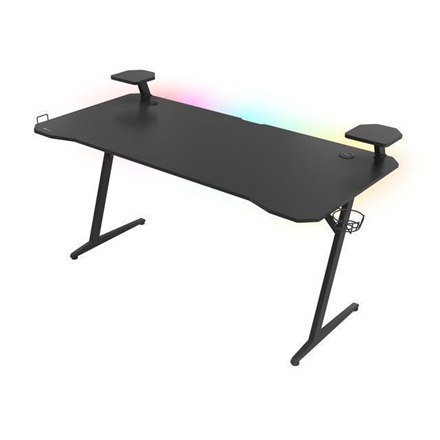 Biurko Gamingowe Genesis Holm 510 RGB z Bezprzewodową Ładowarką i Hubem USB | Metal, Czarny | Szerokość 160 cm