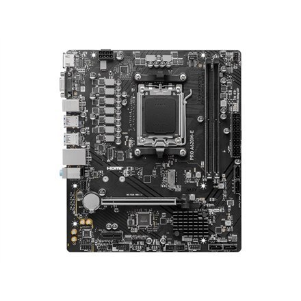 MSI | PRO A620M-E | Gniazdo procesora Socket AM5 | Typ chipsetu AMD A620 | Obsługiwana technologia pamięci RAM DDR5 SDRAM