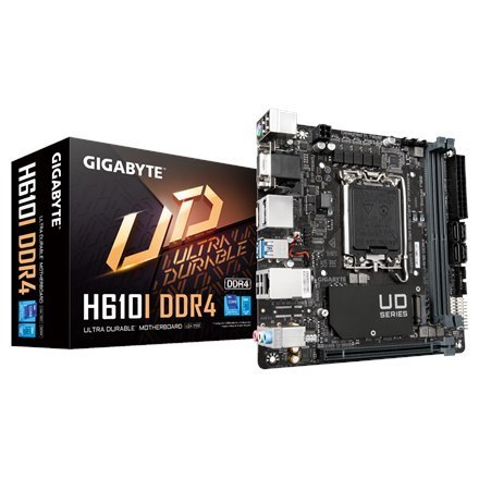 Gigabyte | H610I | Rodzina procesorów Intel | Gniazdo procesora LGA1700 | DDR4 DIMM | Obsługiwane interfejsy dysków twardych M.2