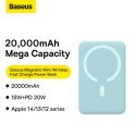 Powerbank Magnetic Mini 20000 mAh 20W + kabel USB-C niebieski