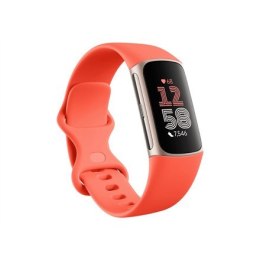 Charge 6 | Fitness tracker | NFC | Opaska - Koralowy; Etui - Aluminium w kolorze szampańskiego złota