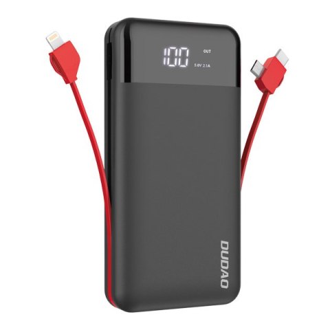 Powerbank 20000mAh K1Pro z wbudowanymi kablami microUSB USB-C Lightning czarny