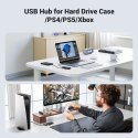 HUB adapter rozdzielacz portów 4x USB-A 3.0 i kablem zasilającym USB-A czarny