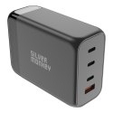 Mocna ładowarka sieciowa GaN 200W z kablem zasilającym 3xUSB-C PD USB-A QC 3.0 czarna