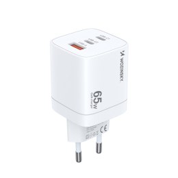 Ładowarka sieciowa GaN 65W 100-240V USB-A 2x USB-C biała