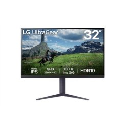 LG UltraGear | 32GS85Q-B | 32 in | Nano IPS | QHD 2560 x 1440 at 180 Hz | 350 cd/m² | 2xHDMI, DisplayPort | Height, pivot (rotat