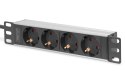 10" Socket Strip with Aluminum Profile, 4-way safety sockets | DN-95418